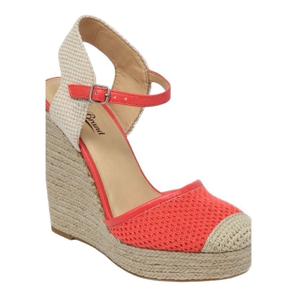 Womens Lucky Brand Reandra Espadrille Coral Woven Wedge Sandals Pumps - Sz 8.5